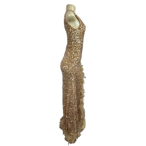 Fashion Nova Women’s Gold Slit Dress Sz S NWT - Picture 3 of 11